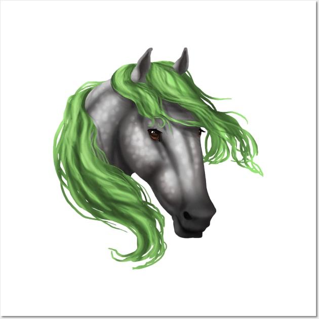 Horse Head - Dapple Green Mane Wall Art by FalconArt